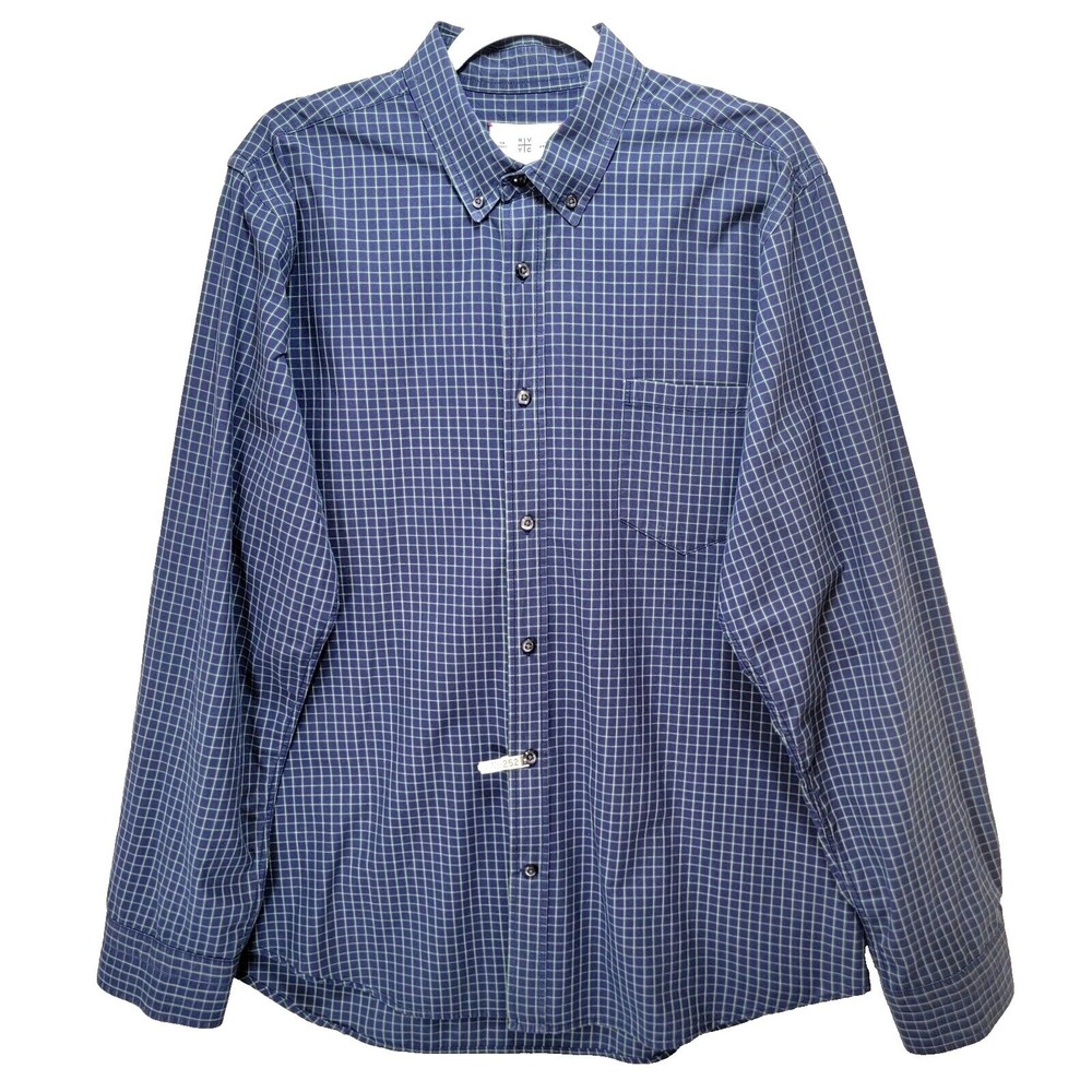 RVYC No Boat No Problem Preppy Shirt Men 2XL Check Office Long Sleeve Blue Beach